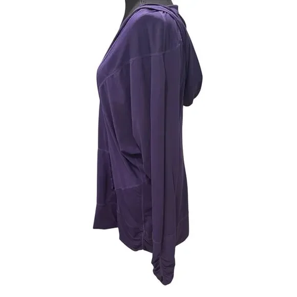 Zella Purple Long Sleeve V-Neck Hooded Tunic XL - Picture 3 of 10